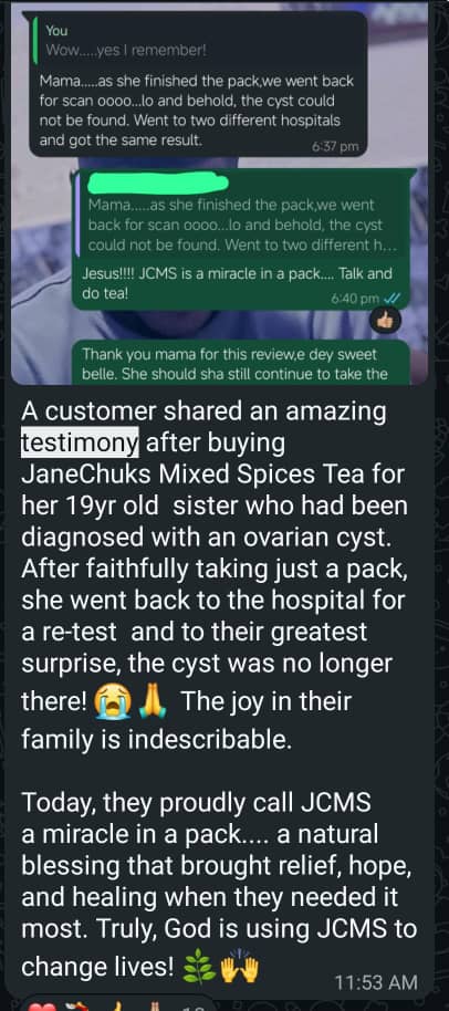 ovarian cyst testimony
